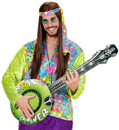 e-carnavalskleding-SYK Opblaasbare banjo Hippie Flower power groen
