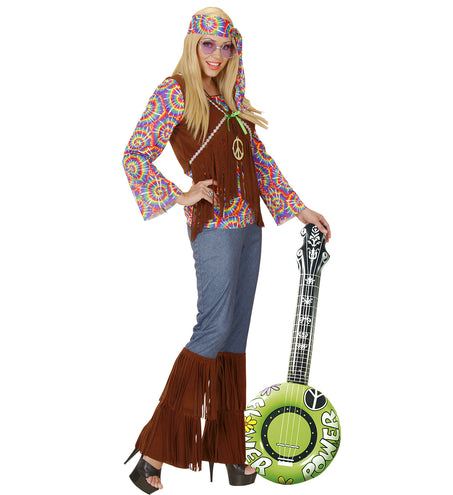e-carnavalskleding-SYK Opblaasbare banjo Hippie Flower power groen