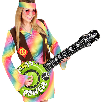 e-carnavalskleding-SYK Opblaasbare banjo Hippie Flower power groen