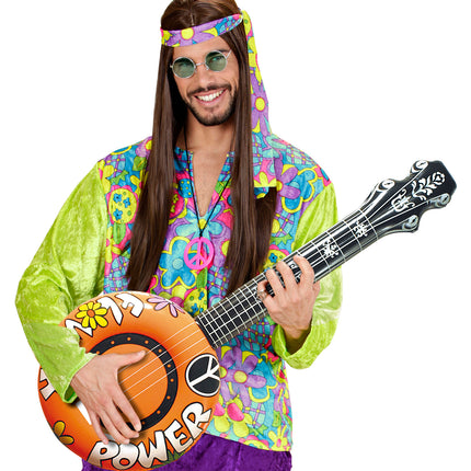 e-carnavalskleding-SYK Opblaasbare banjo Hippie Flower power oranje