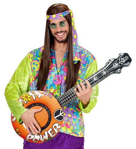 e-carnavalskleding-SYK Opblaasbare banjo Hippie Flower power oranje