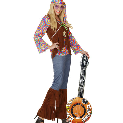 e-carnavalskleding-SYK Opblaasbare banjo Hippie Flower power oranje
