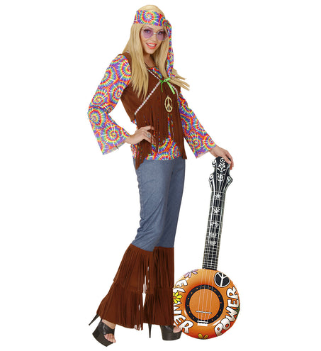 e-carnavalskleding-SYK Opblaasbare banjo Hippie Flower power oranje
