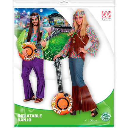 e-carnavalskleding-SYK Opblaasbare banjo Hippie Flower power oranje