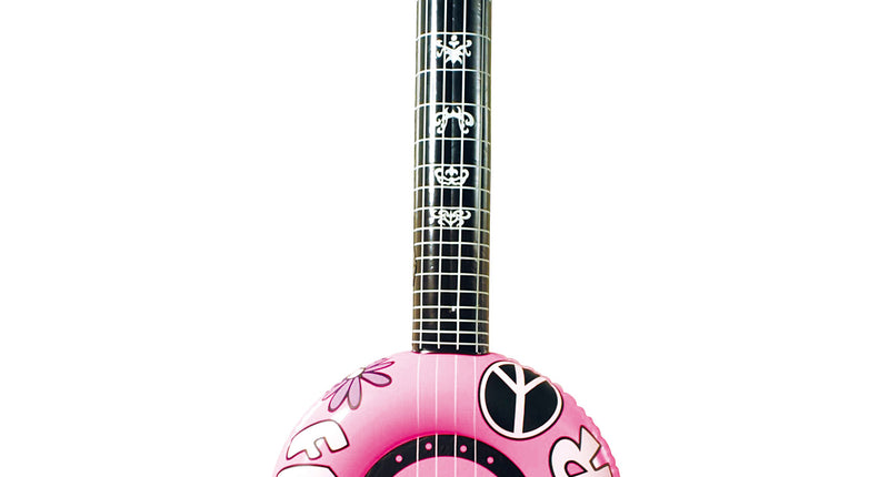 e-carnavalskleding-SYK Opblaasbare banjo Hippie Flower power roze