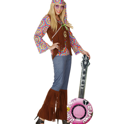e-carnavalskleding-SYK Opblaasbare banjo Hippie Flower power roze