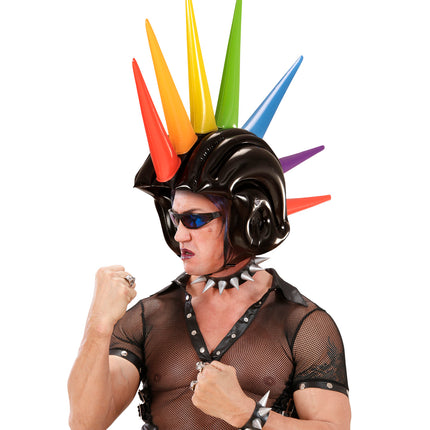 e-carnavalskleding-SYK Opblaasbare gekleurde spike helm