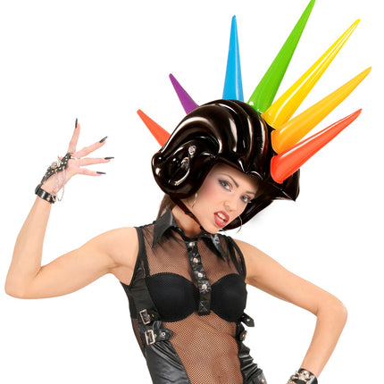 e-carnavalskleding-SYK Opblaasbare gekleurde spike helm