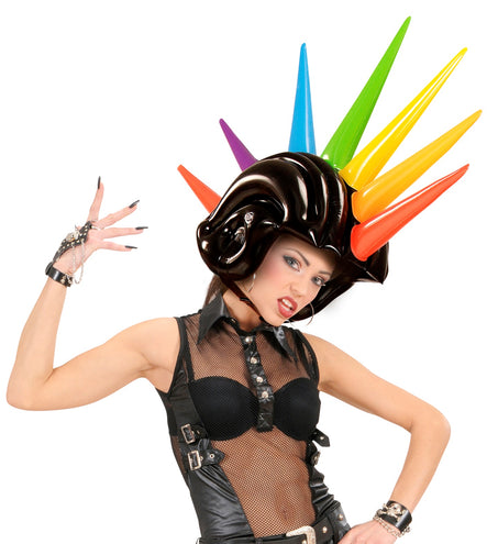 e-carnavalskleding-SYK Opblaasbare gekleurde spike helm