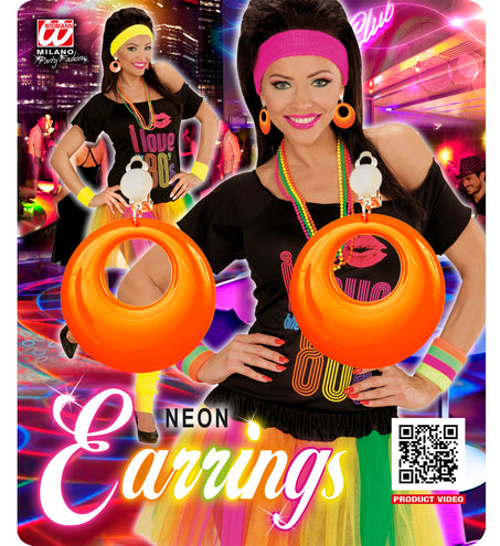 e-carnavalskleding-SYK Oranje oorbellen neon disco