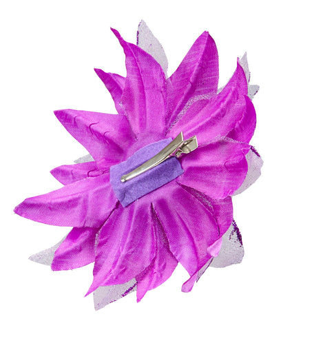 e-carnavalskleding-SYK Paarse bloemen haarclip met glitters