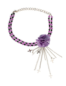 e-carnavalskleding-SYK Paarse gothic ketting met roos