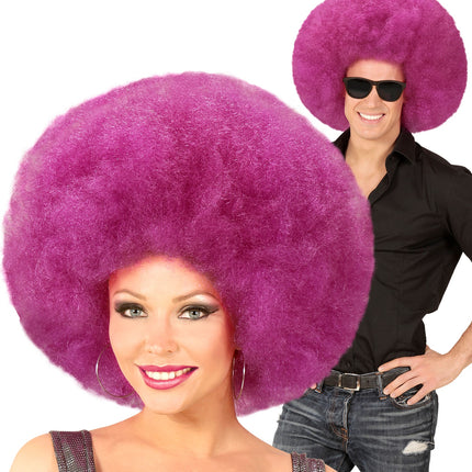 e-carnavalskleding-SYK Paarse oversized Afro pruik