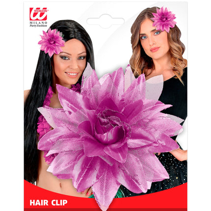 e-carnavalskleding-SYK Paars/Lila haarclip met bloem