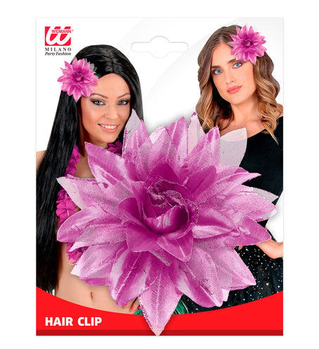 e-carnavalskleding-SYK Paars/Lila haarclip met bloem