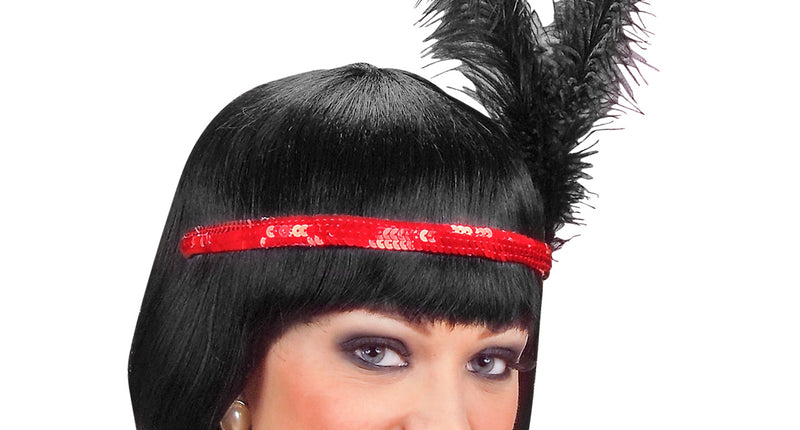 e-carnavalskleding-SYK Pailletten hoofdband Charleston rood