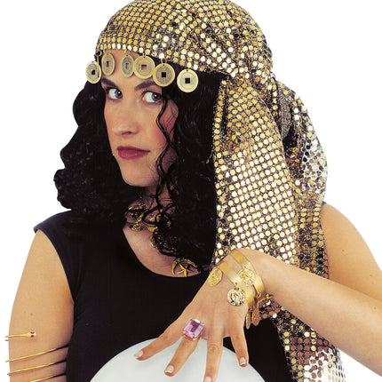 e-carnavalskleding-SYK Pailletten hoofddoek met decoratie zigeunerin