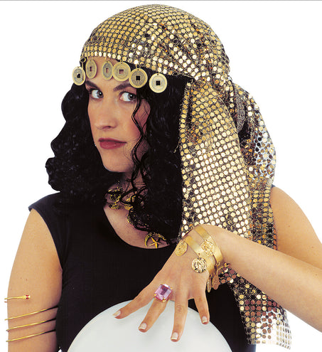 e-carnavalskleding-SYK Pailletten hoofddoek met decoratie zigeunerin