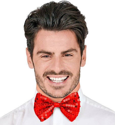 e-carnavalskleding-SYK Pailletten strikje rood glitter