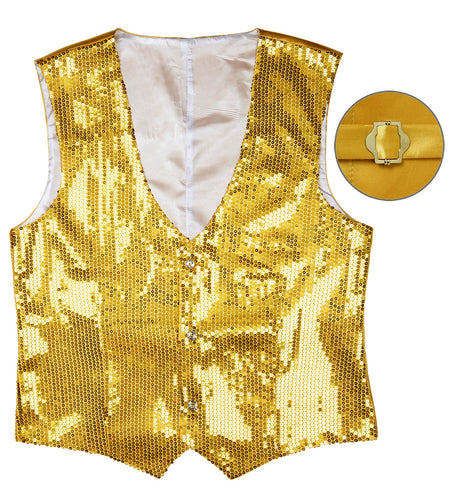 e-carnavalskleding-SYK Pailletten vest man goud