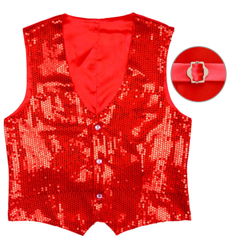 e-carnavalskleding-SYK Pailletten vest man rood