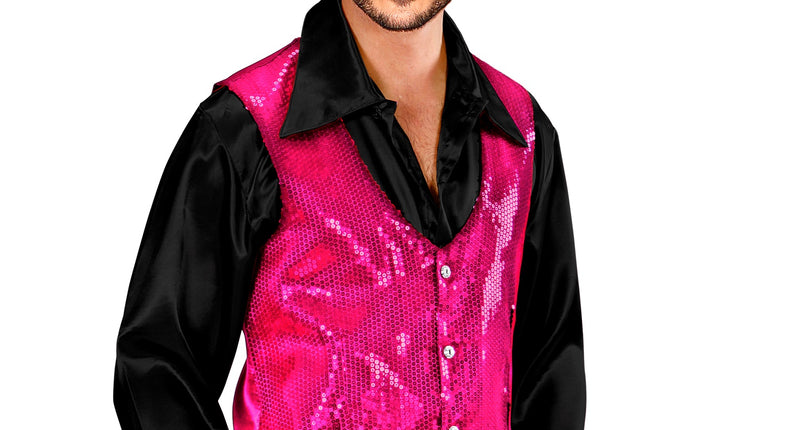 e-carnavalskleding-SYK Pailletten Vest Man Roze