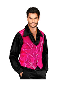e-carnavalskleding-SYK Pailletten Vest Man Roze