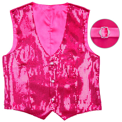 e-carnavalskleding-SYK Pailletten Vest Man Roze