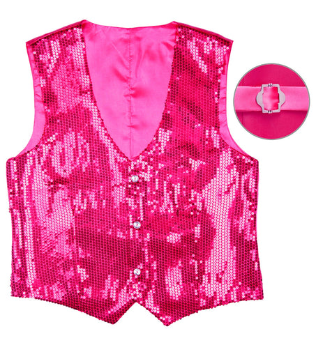 e-carnavalskleding-SYK Pailletten Vest Man Roze