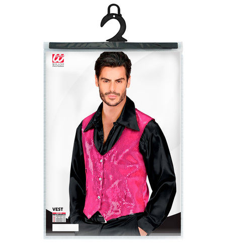 e-carnavalskleding-SYK Pailletten Vest Man Roze