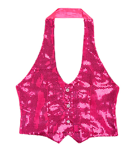 e-carnavalskleding-SYK Pailletten vestje dames roze