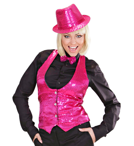 e-carnavalskleding-SYK Pailletten vestje dames roze