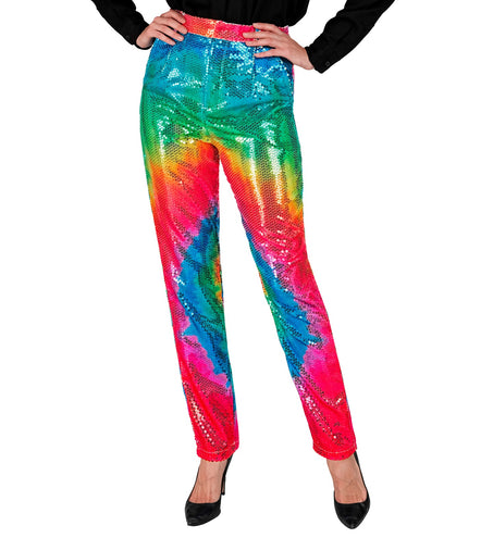 e-carnavalskleding-SYK Paillettenbroek Mara tie dye