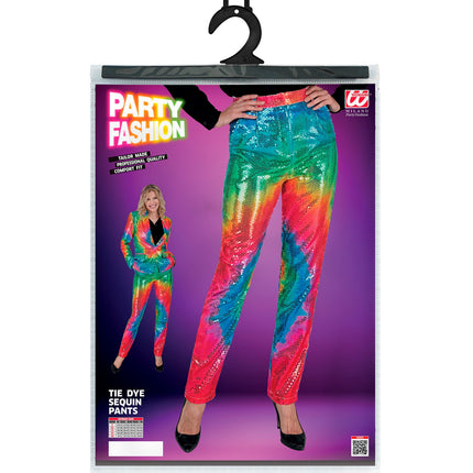 e-carnavalskleding-SYK Paillettenbroek Mara tie dye