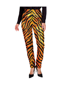 e-carnavalskleding-SYK Paillettenbroek Mara zebra gold