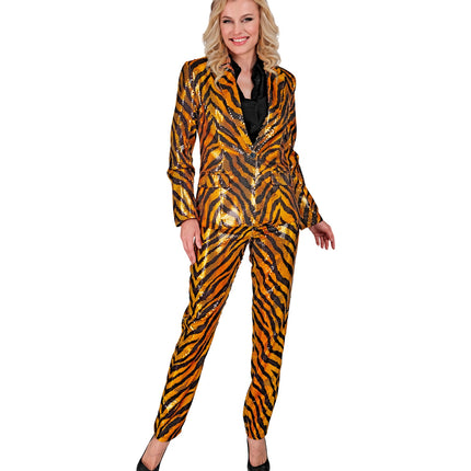 e-carnavalskleding-SYK Paillettenbroek Mara zebra gold