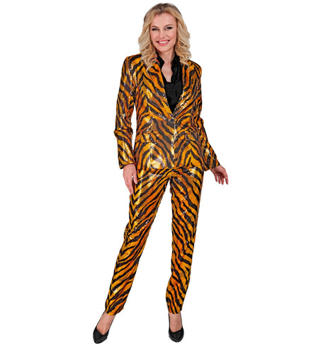 e-carnavalskleding-SYK Paillettenbroek Mara zebra gold