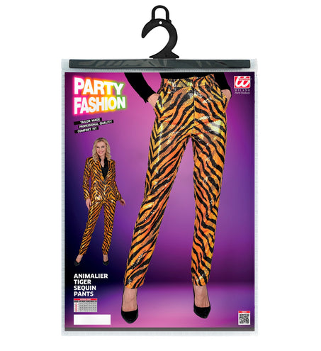 e-carnavalskleding-SYK Paillettenbroek Mara zebra gold