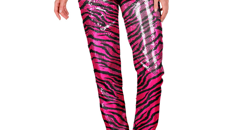 e-carnavalskleding-SYK Paillettenbroek Mara zebra pink