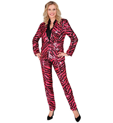 e-carnavalskleding-SYK Paillettenbroek Mara zebra pink