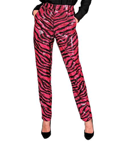 e-carnavalskleding-SYK Paillettenbroek Mara zebra pink