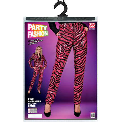 e-carnavalskleding-SYK Paillettenbroek Mara zebra pink