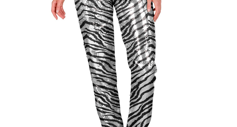 e-carnavalskleding-SYK Paillettenbroek Mara zebra silver