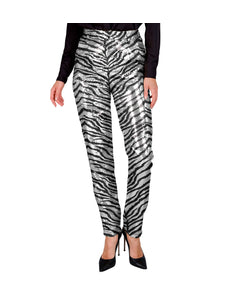 e-carnavalskleding-SYK Paillettenbroek Mara zebra silver