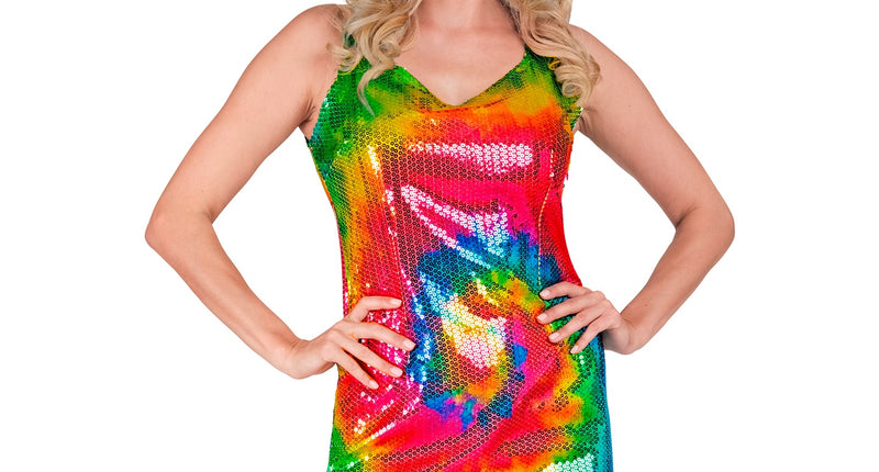e-carnavalskleding-SYK Paillettenjurk Mara tie dye