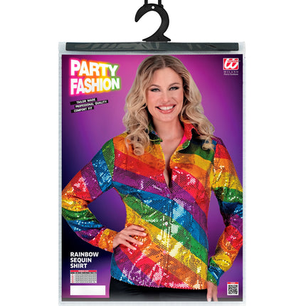 e-carnavalskleding-SYK Paillettenshirt dames Lisa regenboog