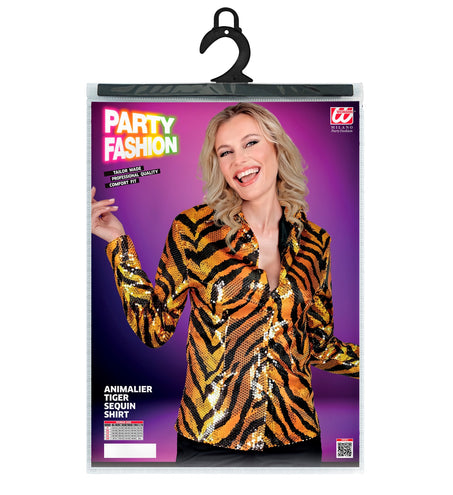 e-carnavalskleding-SYK Paillettenshirt dames tijger