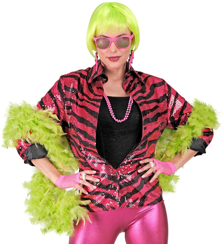e-carnavalskleding-SYK Paillettenshirt dames zebra pink
