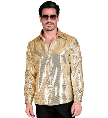 e-carnavalskleding-SYK Paillettenshirt heren Ard goud