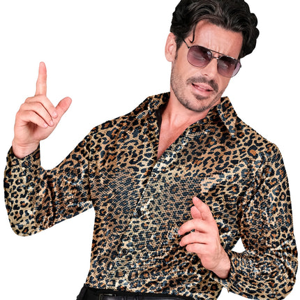 e-carnavalskleding-SYK Paillettenshirt heren luipaard